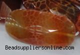 CAG681 15.5 inches 25*50mm faceted freeform natural fire agate beads