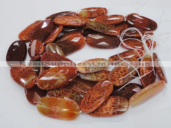 CAG681 15.5 inches 25*50mm faceted freeform natural fire agate beads