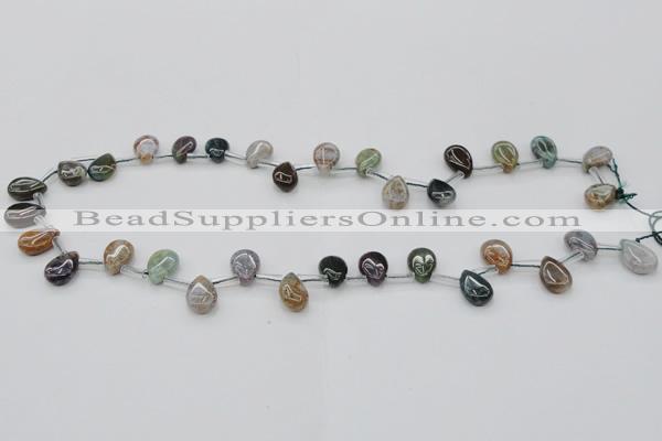 CAG6838 Top drilled 8*12mm flat teardrop Indian agate beads