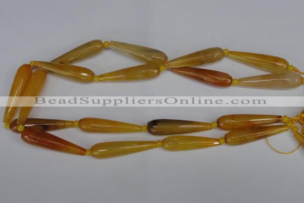 CAG6900 15.5 inches 10*40mm faceted teardrop line agate beads