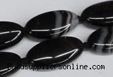 CAG6920 15.5 inches 15*30mm oval black line agate beads