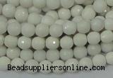 CAG710 15.5 inches 6mm faceted round white agate gemstone beads