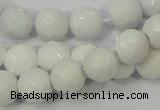 CAG712 15.5 inches 10mm faceted round white agate gemstone beads