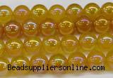 CAG7120 15.5 inches 4mm round AB-color yellow agate gemstone beads