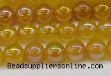 CAG7121 15.5 inches 6mm round AB-color yellow agate gemstone beads