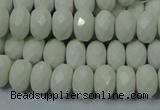 CAG715 15.5 inches 6*10mm faceted rondelle white agate gemstone beads