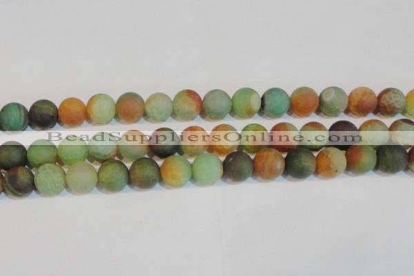 CAG7171 15.5 inches 14mm round matte rainbow agate gemstone beads