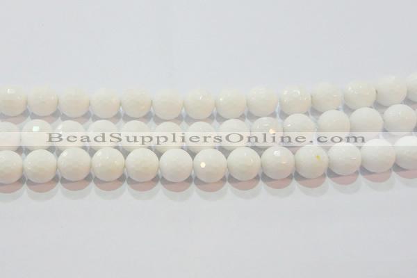 CAG7186 15.5 inches 16mm faceted round white agate gemstone beads