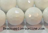 CAG7188 15.5 inches 20mm faceted round white agate gemstone beads