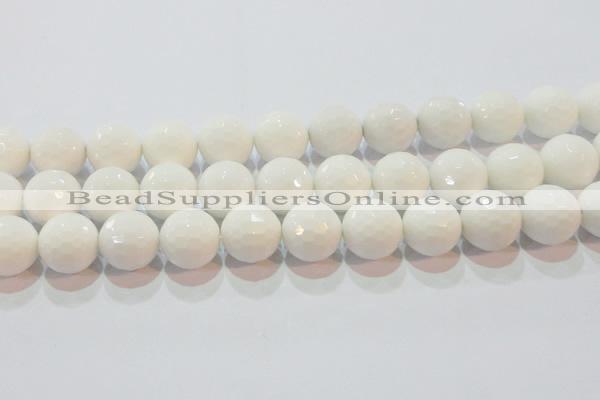 CAG7188 15.5 inches 20mm faceted round white agate gemstone beads