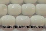 CAG7211 15.5 inches 10*12mm drum white agate gemstone beads