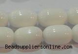 CAG7212 15.5 inches 10*14mm drum white agate gemstone beads