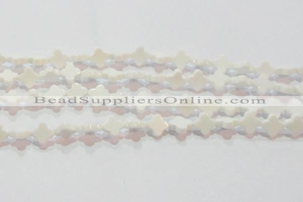 CAG7217 15.5 inches 10*10mm flower white agate gemstone beads