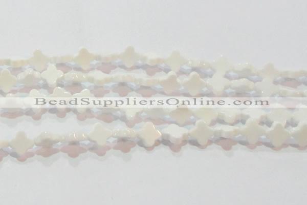 CAG7218 15.5 inches 12*12mm flower white agate gemstone beads