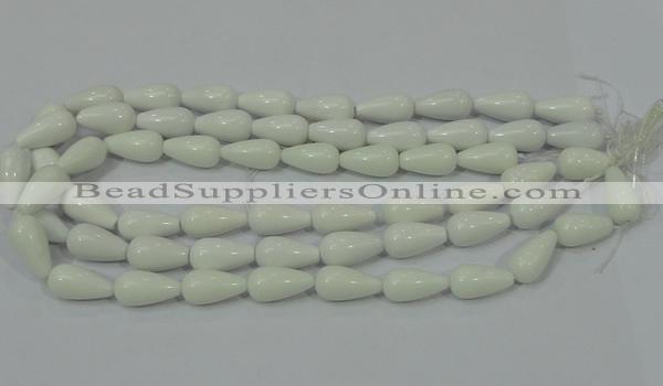 CAG722 15.5 inches 10*20mm teardrop white agate gemstone beads