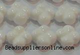 CAG7221 15.5 inches 14*14mm carved flower white agate gemstone beads