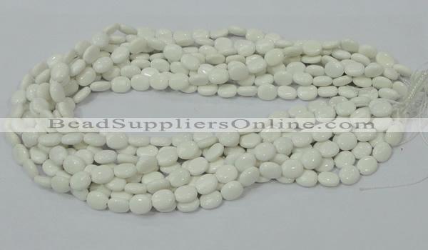 CAG723 15.5 inches 8*10mm oval white agate gemstone beads wholesale