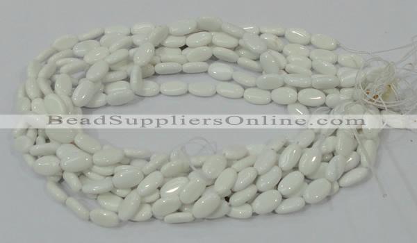 CAG724 15.5 inches 8*14mm oval white agate gemstone beads wholesale