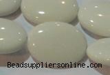 CAG7243 15.5 inches 22*30mm oval white agate gemstone beads