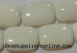 CAG7248 15.5 inches 15*20mm rectangle white agate gemstone beads