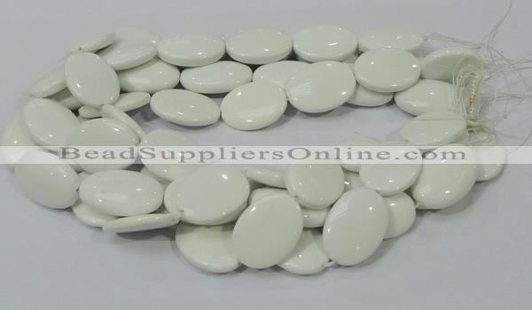 CAG725 15.5 inches 20*30mm oval white agate gemstone beads wholesale