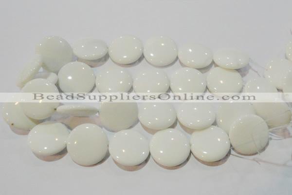 CAG7251 15.5 inches 10mm flat round white agate gemstone beads