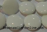 CAG7252 15.5 inches 12mm flat round white agate gemstone beads