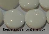 CAG7254 15.5 inches 16mm flat round white agate gemstone beads