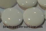 CAG7256 15.5 inches 20mm flat round white agate gemstone beads