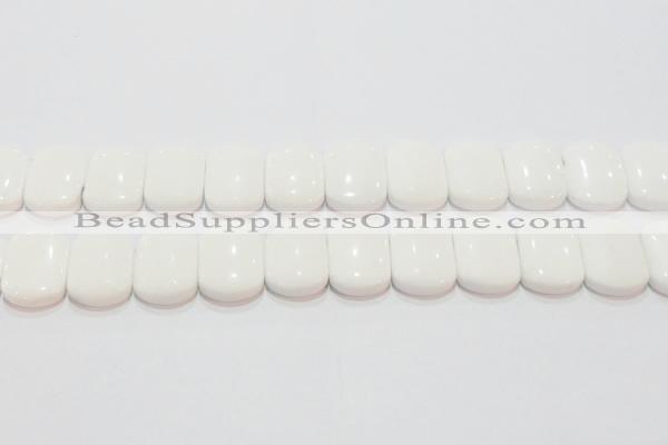 CAG7275 15.5 inches 18*25mm rectangle double drilled white agate beads