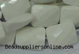 CAG728 15.5 inches 18*25mm twisted faceted rectangle white agate beads