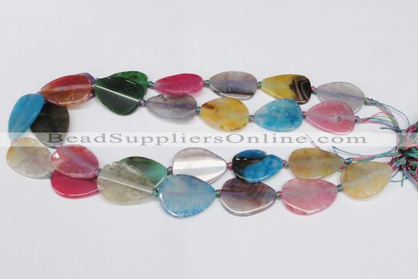 CAG7414 20*25mm - 25*30mm flat teardrop dragon veins agate beads