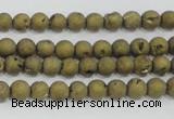 CAG7445 15.5 inches 4mm round plated druzy agate beads wholesale