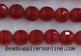 CAG7456 15.5 inches 6mm faceted round matte red agate beads