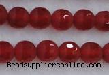 CAG7457 15.5 inches 8mm faceted round matte red agate beads