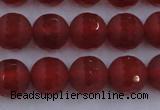 CAG7458 15.5 inches 10mm faceted round matte red agate beads