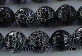 CAG7605 15.5 inches 14mm faceted round frosted agate beads wholesale