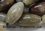 CAG775 15.5 inches 15*30mm rice yellow agate gemstone beads