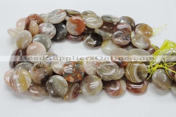 CAG778 15.5 inches 25mm flat round yellow agate gemstone beads