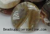 CAG780 15.5 inches 35mm flat round yellow agate gemstone beads