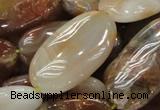 CAG783 15.5 inches 20*40mm oval yellow agate gemstone beads