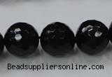 CAG7852 15.5 inches 16mm faceted round black agate beads wholesale