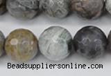 CAG7873 15.5 inches 20mm faceted round silver needle agate beads