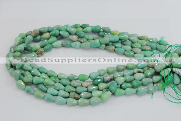 CAG7875 15.5 inches 6*10mm faceted teardrop grass agate beads