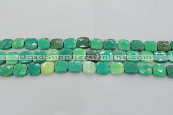 CAG7912 15.5 inches 14*14mm faceted square grass agate beads