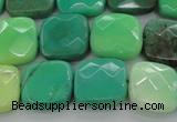 CAG7913 15.5 inches 15*15mm faceted square grass agate beads