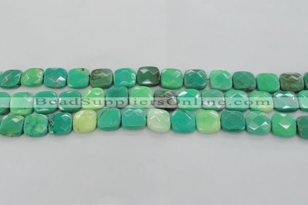 CAG7914 15.5 inches 16*16mm faceted square grass agate beads