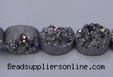 CAG7953 7.5 inches 8*10mm oval plated white druzy agate beads