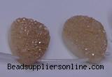 CAG7982 Top drilled 22*30mm flat teardrop plated white druzy agate beads