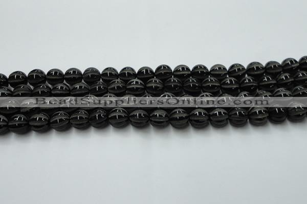 CAG8001 15.5 inches 10mm carved round black agate beads